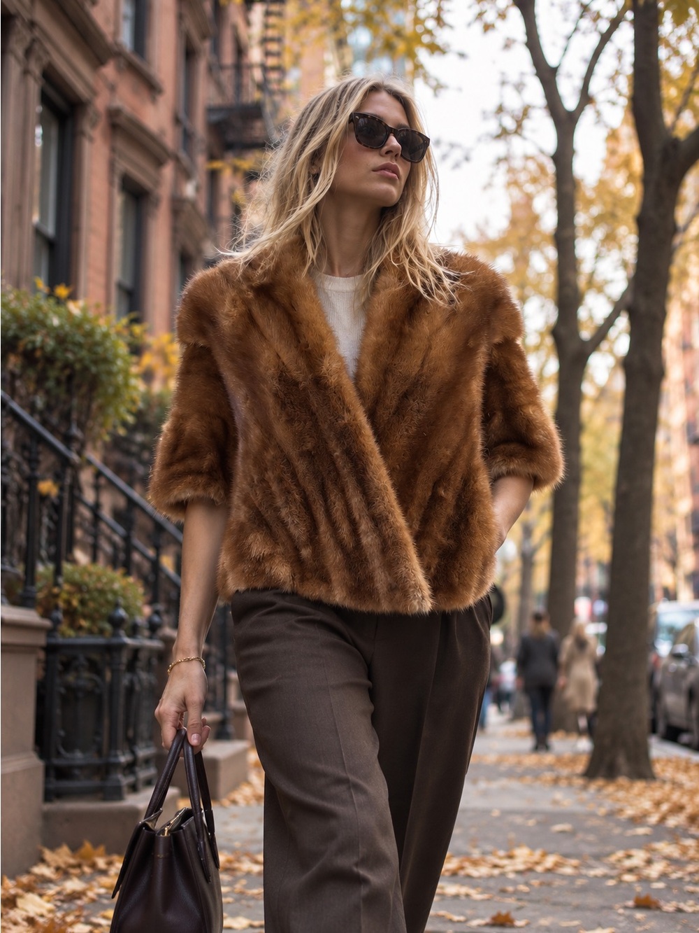 Vintage 1950s Genuine Mink Fur Stole Capelet Hochschild Kohn Brown